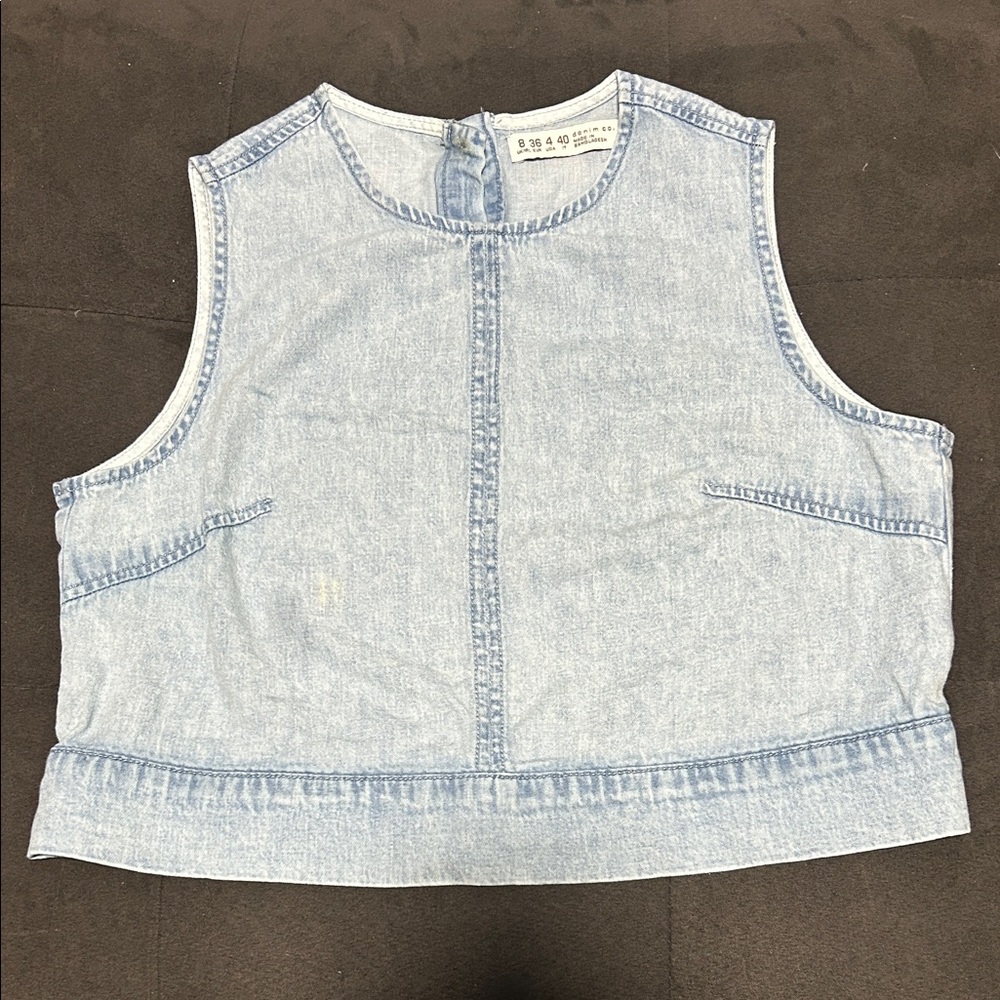 Light Wash Denim Crop Tank Top